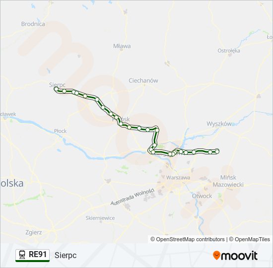 Поезд RE91: карта маршрута