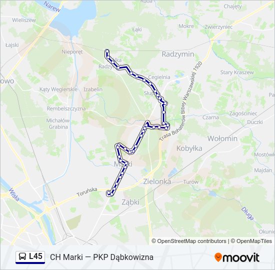 L45 bus Line Map