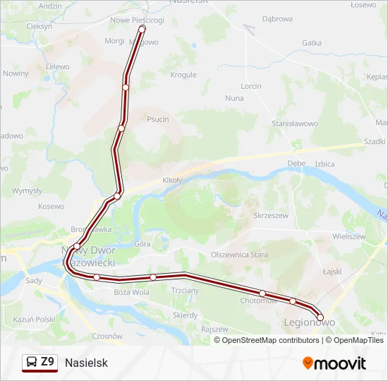 Автобус Z9: карта маршрута