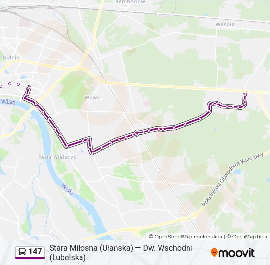 147 bus Line Map