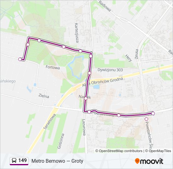 149 bus Line Map