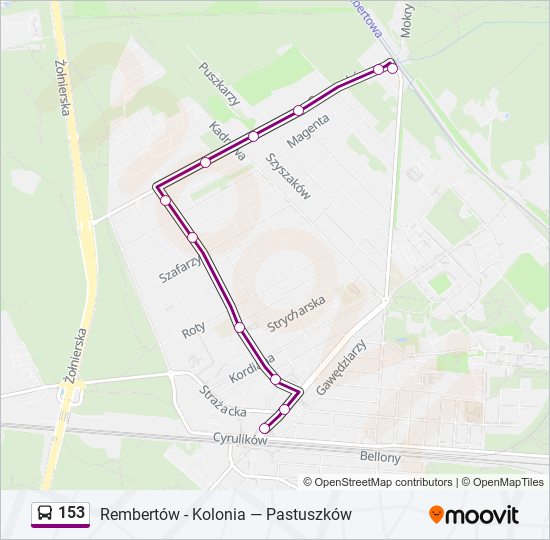 153 bus Line Map