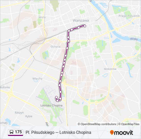 Mapa linii autobus 175