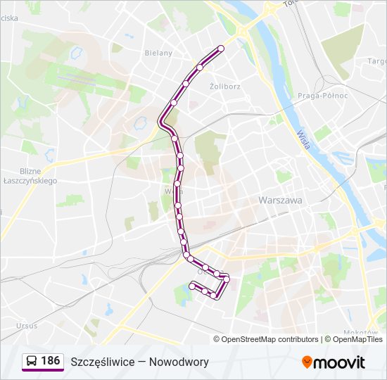 186 bus Line Map