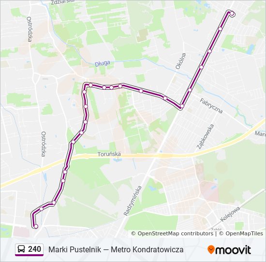 Mapa linii autobus 240
