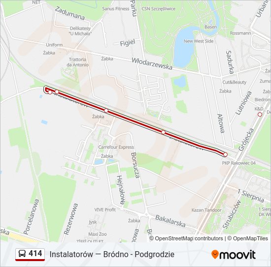 414 bus Line Map