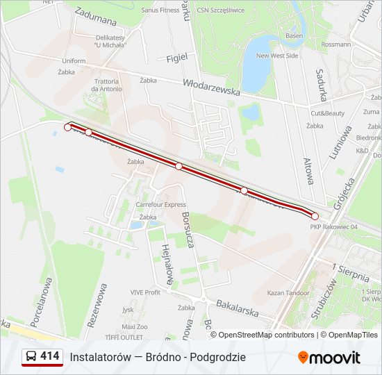 414 bus Line Map