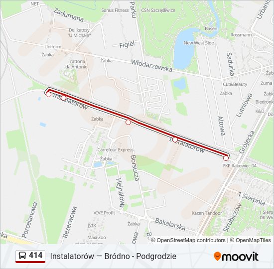 414 bus Line Map