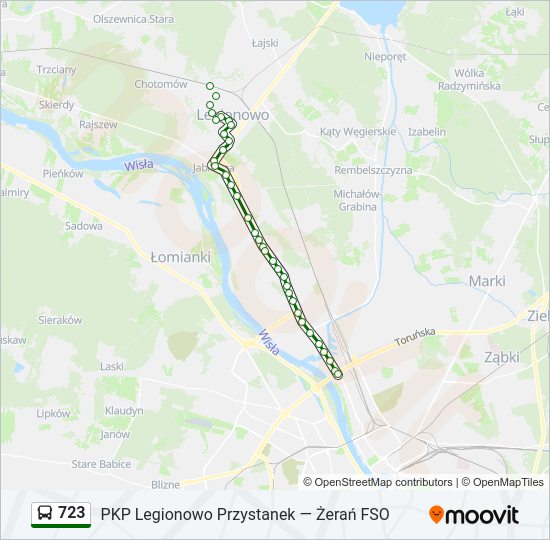 Mapa linii autobus 723