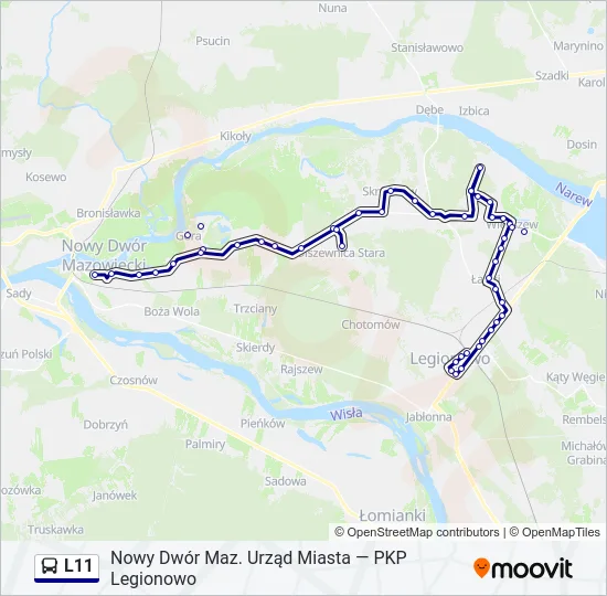 Автобус L11: карта маршрута