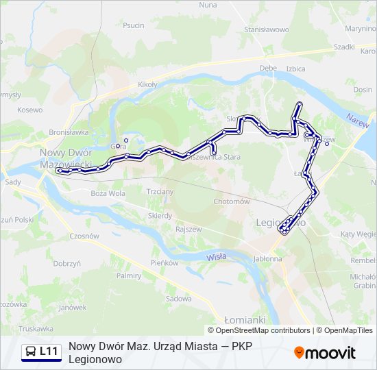 Mapa linii autobus L11