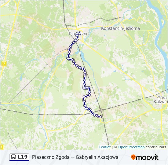 Mapa linii autobus L19