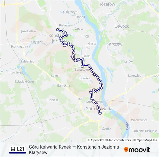 Автобус L21: карта маршрута