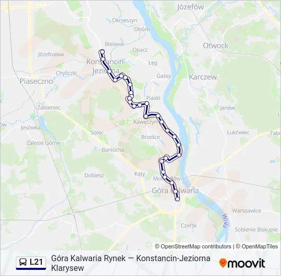 Автобус L21: карта маршрута