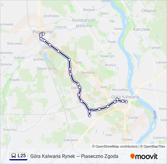 Mapa linii autobus L25