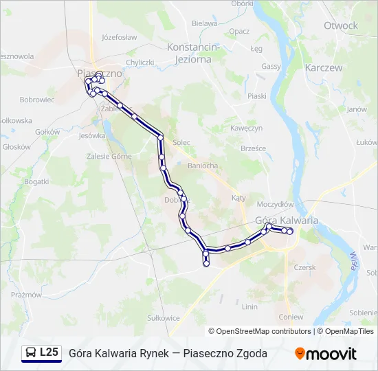 Автобус L25: карта маршрута