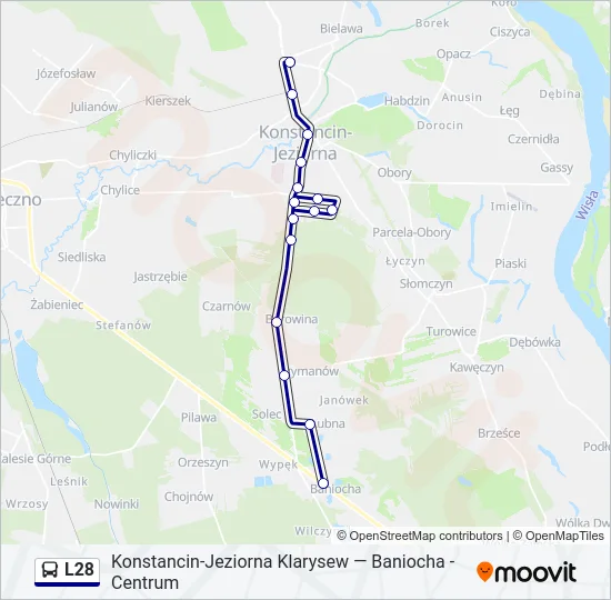 Автобус L28: карта маршрута