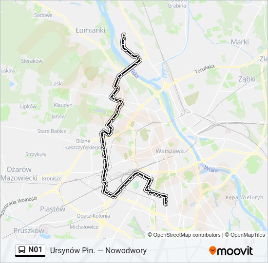 N01 bus Line Map