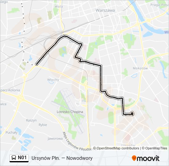 N01 bus Line Map