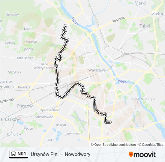 N01 bus Line Map