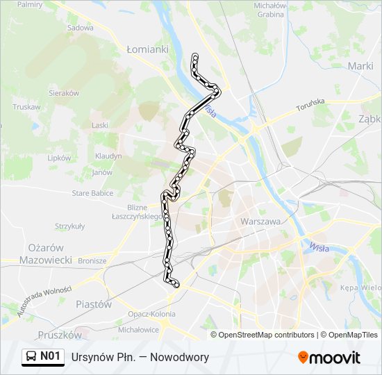 N01 bus Line Map