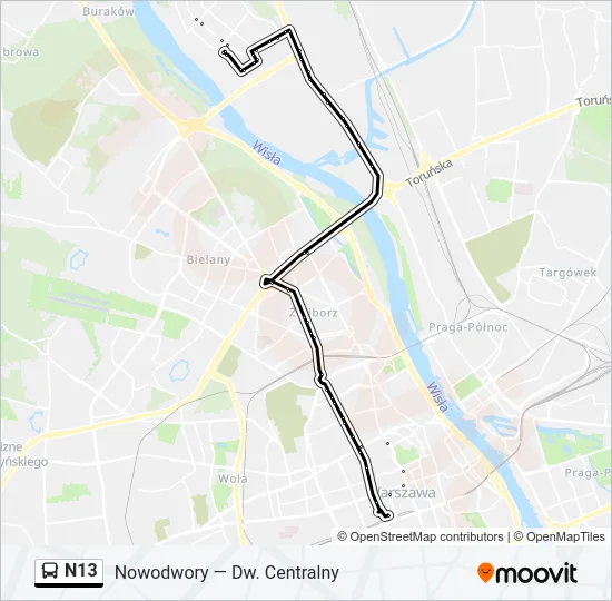N13 Bus Line Map
