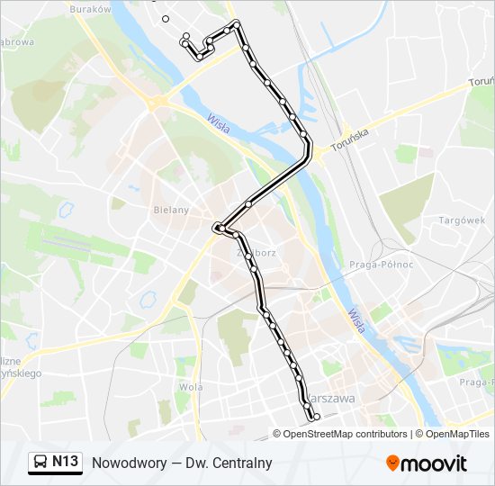 N13 bus Line Map