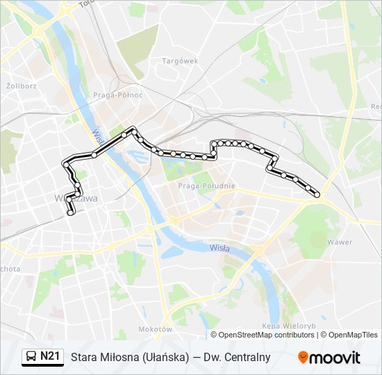 N21 bus Line Map