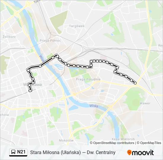 Автобус N21: карта маршрута