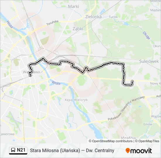 Автобус N21: карта маршрута