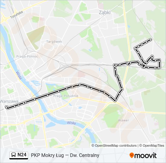 N24 bus Line Map