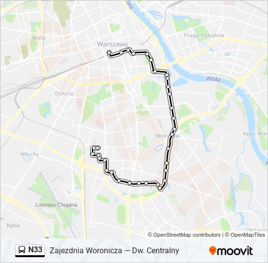 N33 bus Line Map