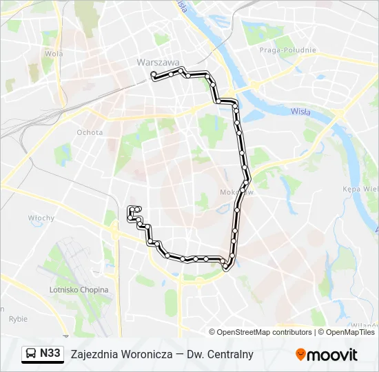 N33 Bus Line Map