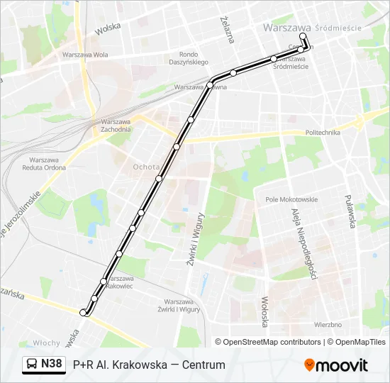 N38 Bus Line Map