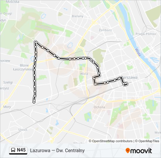 N45 Bus Line Map