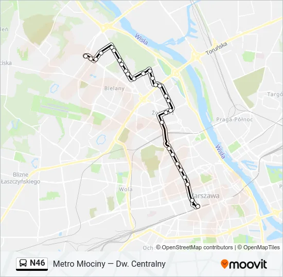 Автобус N46: карта маршрута