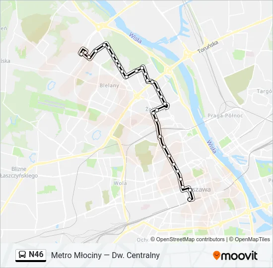 Автобус N46: карта маршрута