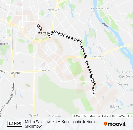N50 Bus Line Map