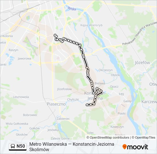 N50 Bus Line Map