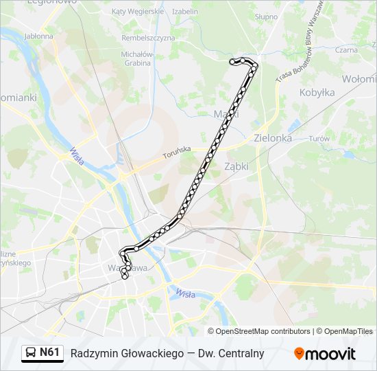 N61 bus Line Map