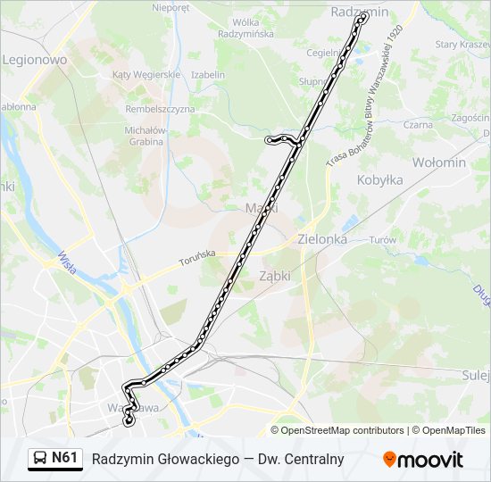 N61 bus Line Map