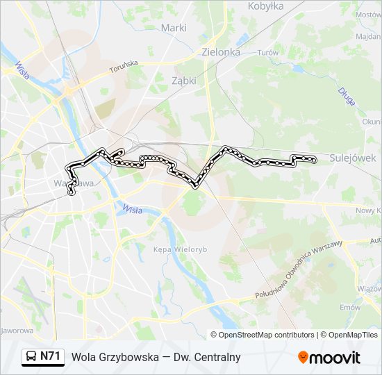 N71 bus Line Map