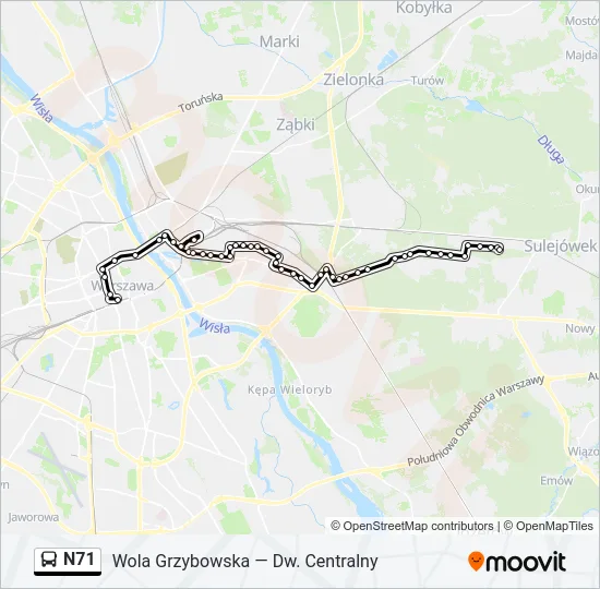 N71 Bus Line Map