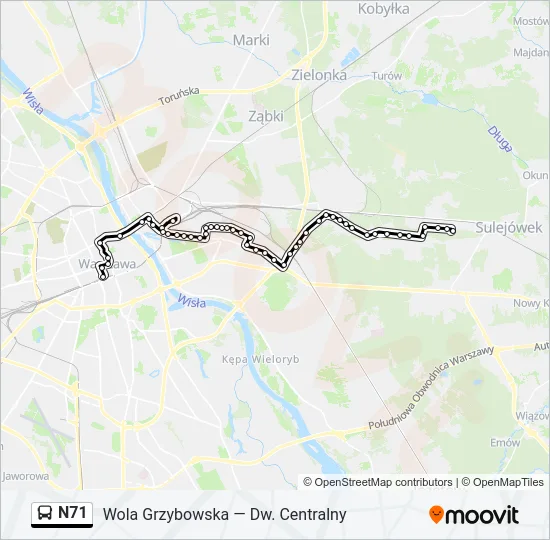 N71 Bus Line Map