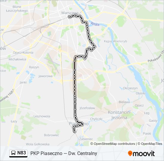 N83 bus Line Map