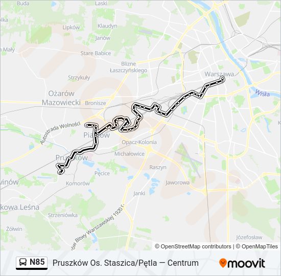 N85 bus Line Map