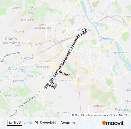 N88 bus Line Map