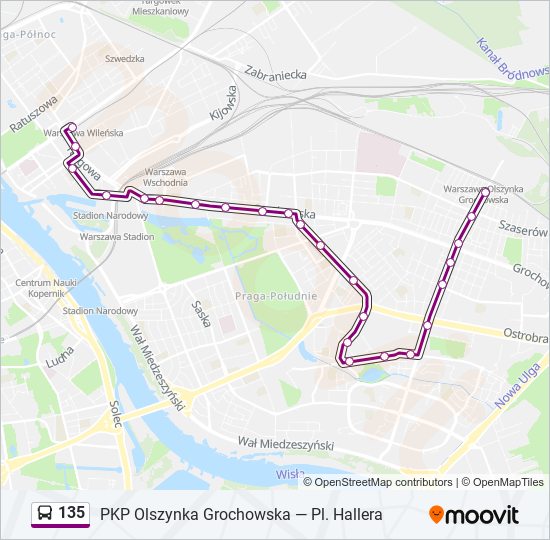 135 bus Line Map