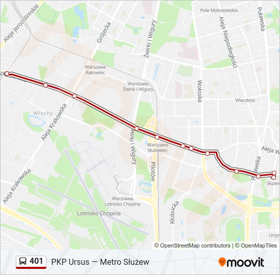 401 bus Line Map