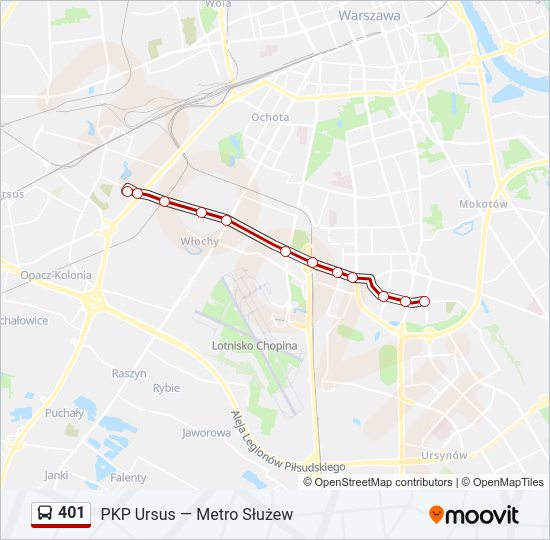 401 bus Line Map